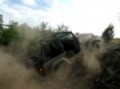 Trying to go up a bank covered with rocks